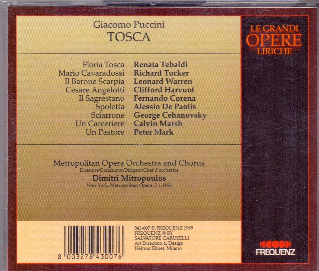 Tosca: Tebaldi-Tucker-Warren Met 56 Live Classical