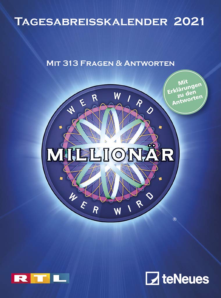Wer wird Millionär 2021 Tagesabreißkalender - 11,8x15,9 - Rätselkalender - Knobelkalender - Tischkalender: Mit 313 Fragen und Antworten. Mit Erklärungen zu den Antworten Film, Art & Culture