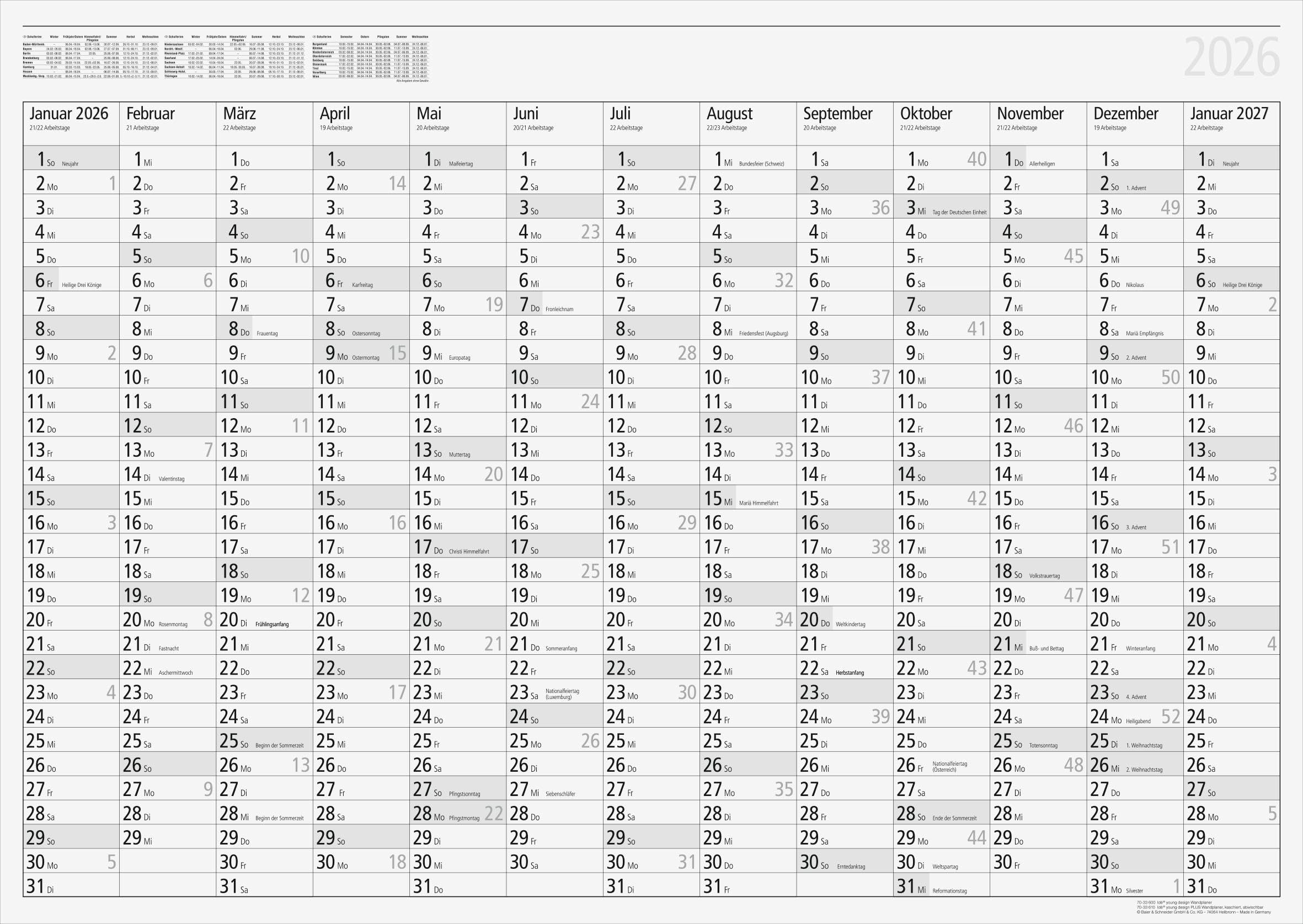 rido/idé 7033600006 | Plakatkalender Mod. young design 2026 | 860×610 mm Lifestyle