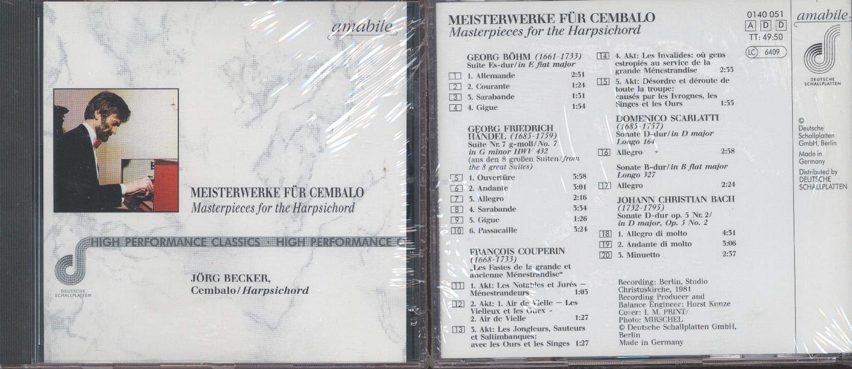 Joerg Becker,Meisterwerke fuer Cembalo Music