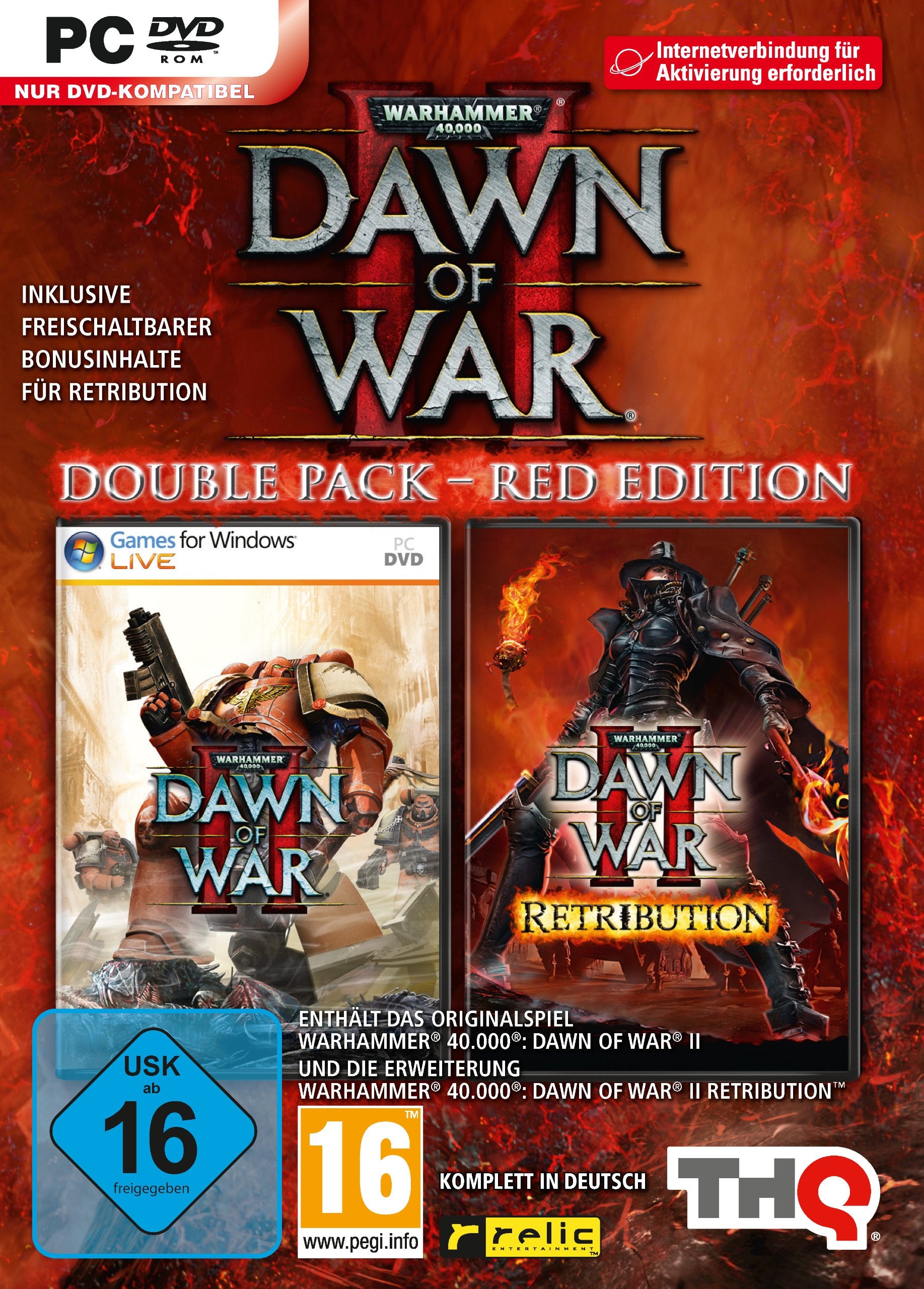 Dawn of War II, Double Pack - Red Edition (Dawn of War II + Retribution), DVD-ROM: Dawn of War II und die Erweiterung Retribution in einem Paket!. Internetverbindung zur Aktivierung erforderlich. Für Windows XP SP2/Vista/7 PC