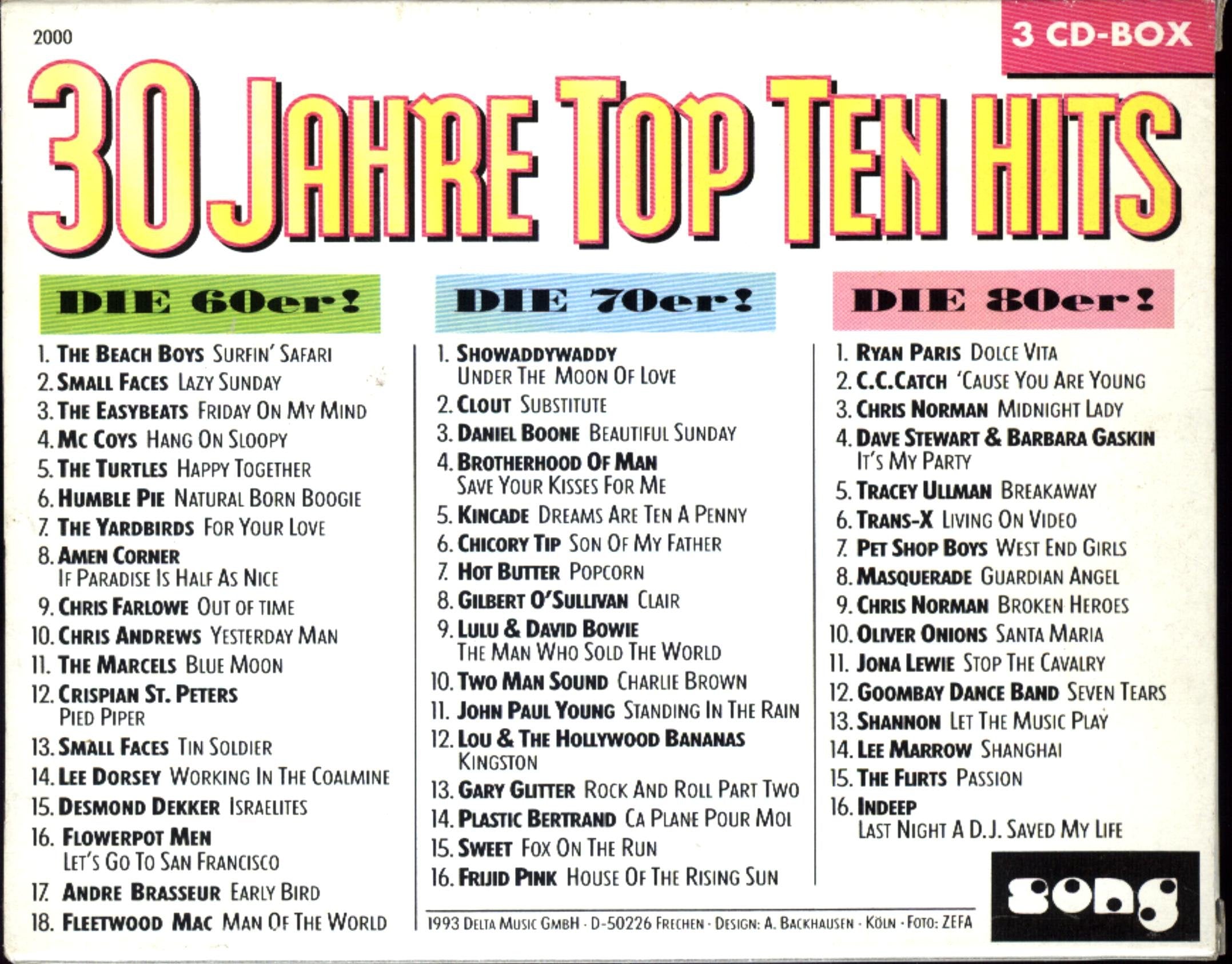 Product Image: 30 Jahre TOP TEN HITS / 50 Original Chartbreakers