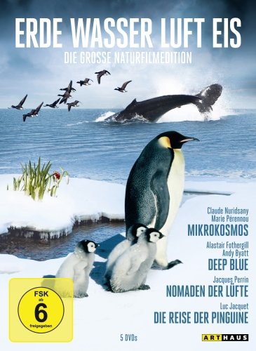 Erde, Wasser, Luft, Eis - Die große Naturfilm Edition (5 DVDs, Sonderkonfektionierung)Mikrokosmos-Deep Blue-Nomaden der Lüfte-Die Reise der Pinguine-Die Welt des Luc Jacquet Movies