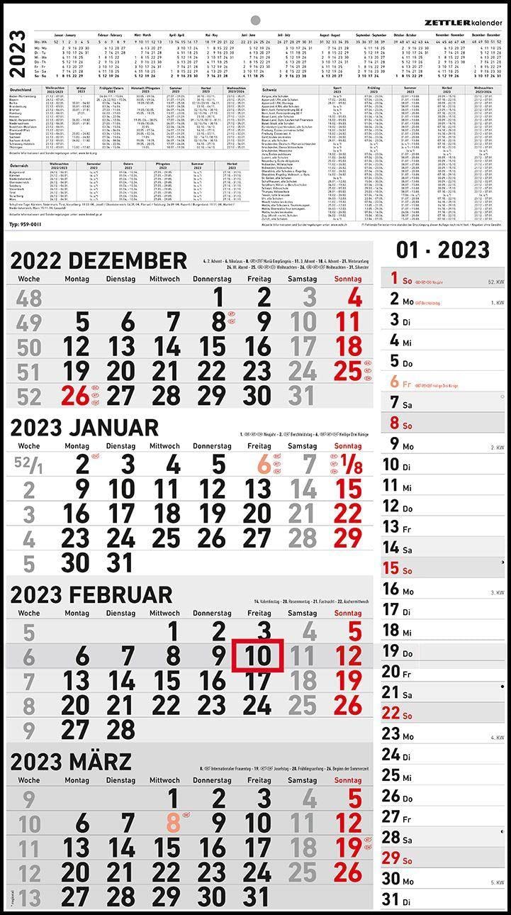 4-Monatskalender Kombi 2023 - Büro-Kalender 33x58,7 cm book