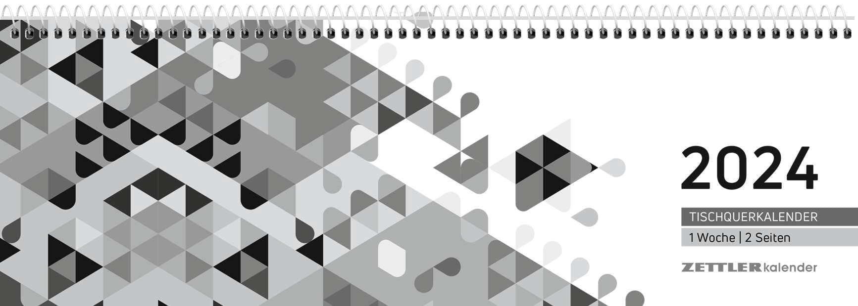 ZETTLER Calendrier de table paysage 2024, noir, format 30 x 30 cm, calendrier mensuel, calendrier de bureau avec aperçu de l'année book