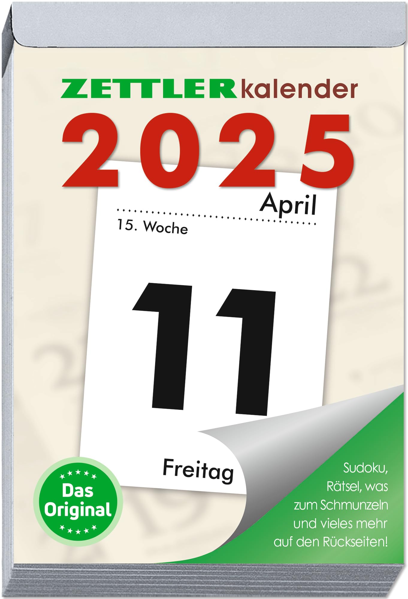 Tagesabreißkalender XXL 2025 - 9,9x14,3 cm - 1 Tag auf 1 Seite - mit Sudokus, Rezepten, Rätseln uvm. auf den Rückseiten - Bürokalender 313-0000 book