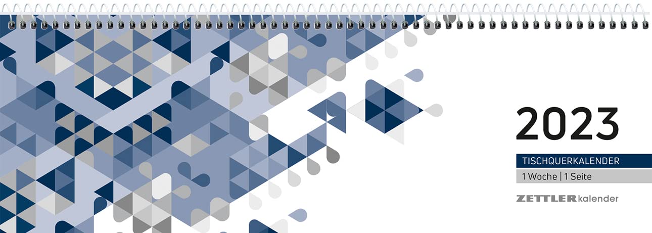 Tischquerkalender blau 1W/1S 2023 - 29,6x9,9 cm - 1 Woche auf 1 Seite - Bürokalender mit 60 Seiten - Stundeneinteilung 7 - 19 Uhr - 146-0015 Leisure, Home & Garden