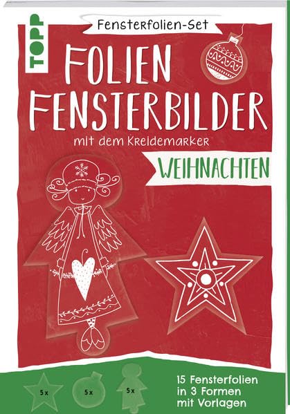 Fensterfolien-Set - Folien-Fensterbilder mit dem Kreidemarker - Weihnachten: 15 Fensterfolien zum Bemalen in 3 Formen mit Vorlagen in Originalgröße Hobbies & Crafts