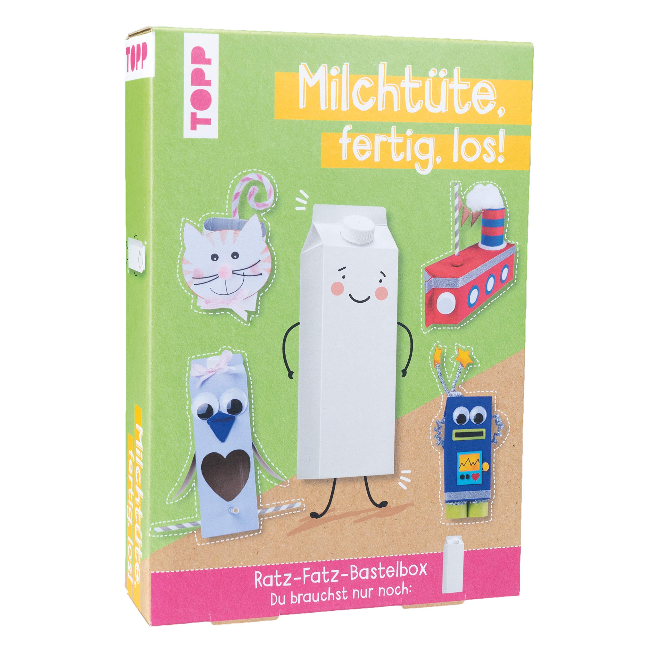 Ratz-Fatz-Bastelbox. Milchtüte, fertig, los!: Anleitung und Material für 4 lustige Bastelideen aus Milchtüten. Bastelkarton, Acrylfarbe, ... Alles was ... Alles was du noch brauchst sind Milchtüten Hobbies & Crafts