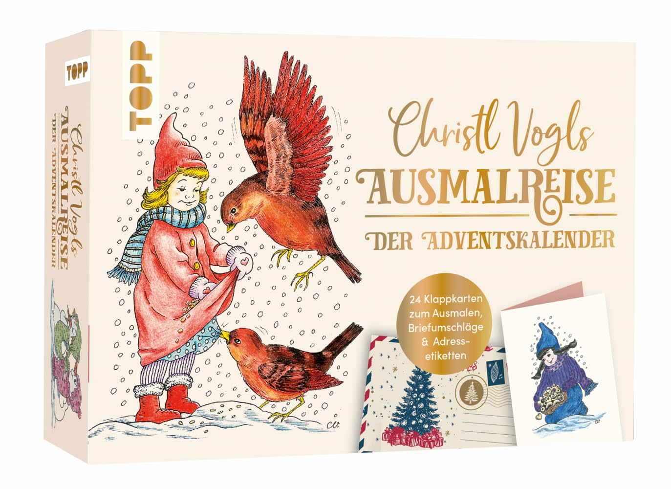 Christl Vogls Ausmalreise - der Adventskalender: Ausmalen & Träumen. Mit 24 Postkarten, 24 Umschlägen und 24 Adressetiketten (Christl Vogls Ausmalreise (Ausmalbücher)) Arts & Music