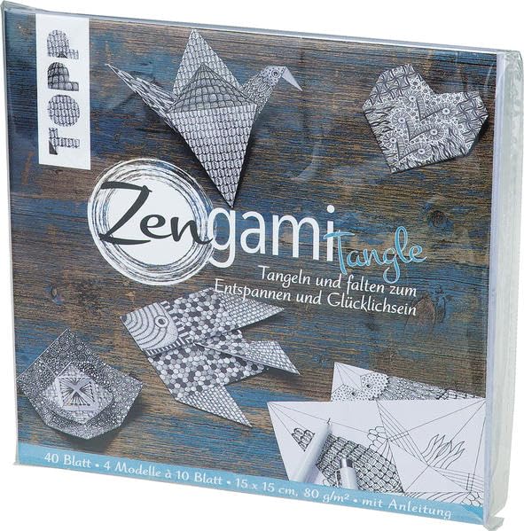 Zengami Tangle Papierset: Anleitung und 40 Faltblätter für 4 Origami-Modelle zum Falten und Tangeln Hobbies & Crafts