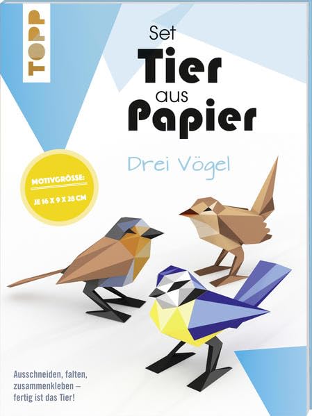 Tier aus Papier (Bastel-Set) - drei Vögel: Ausschneiden, falten, zusammenkleben - fertig ist das Tier! Hobbies & Crafts