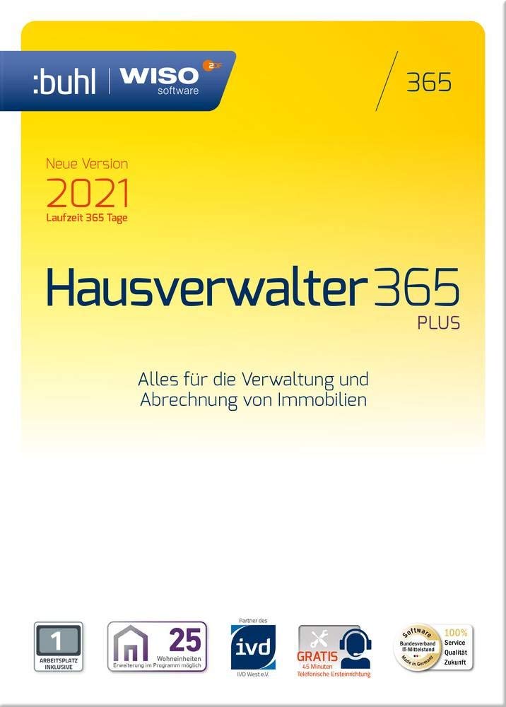 WISO Hausverwalter Plus 365 - modernes Mieter-Management für bis zu 25 Wohnungen (aktuelle Version 2021) Other software
