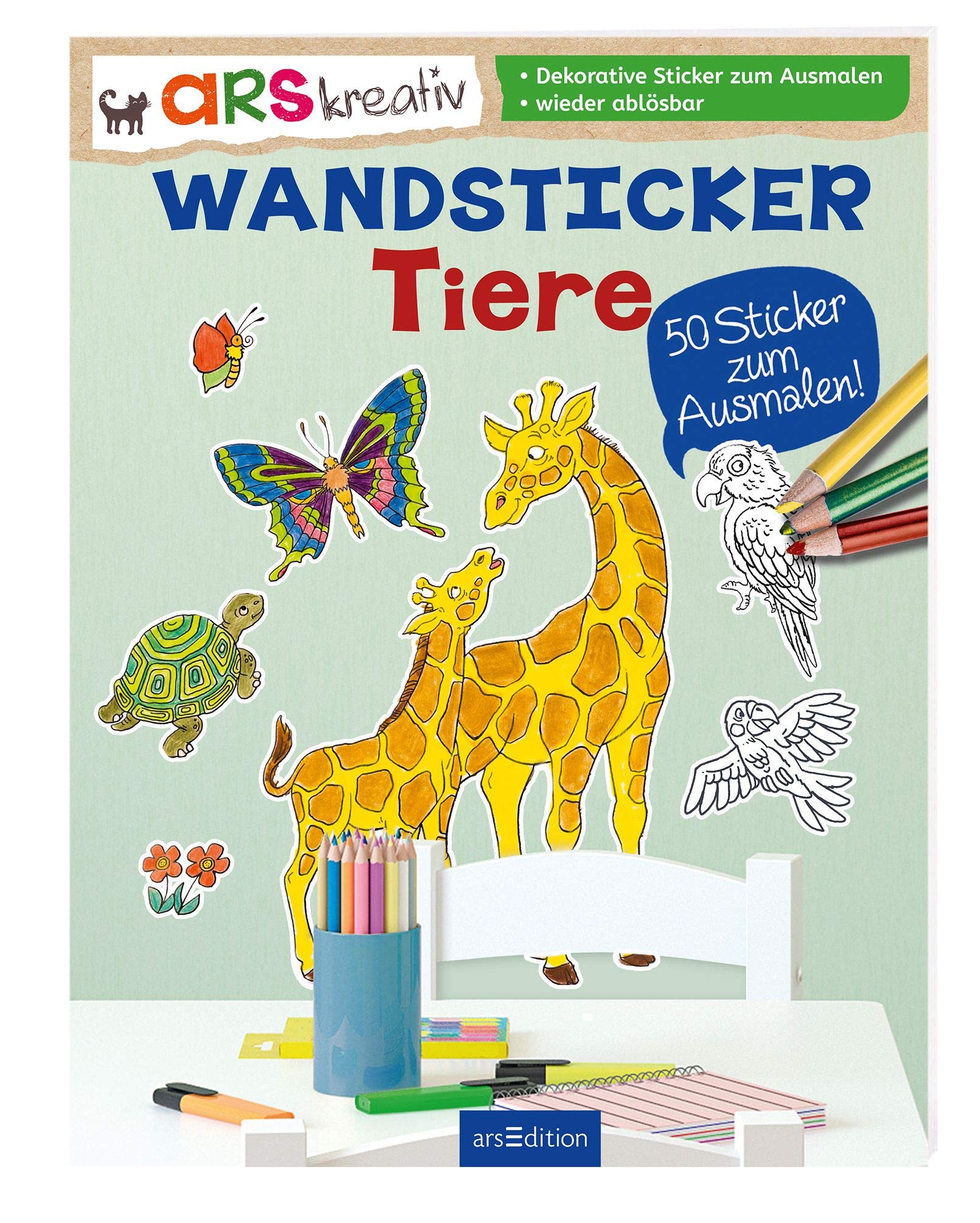 Wandsticker Tiere: 50 Sticker zum Ausmalen. Dekorative Sticker zum Ausmalen. Wieder ablösbar Novels & Short Stories