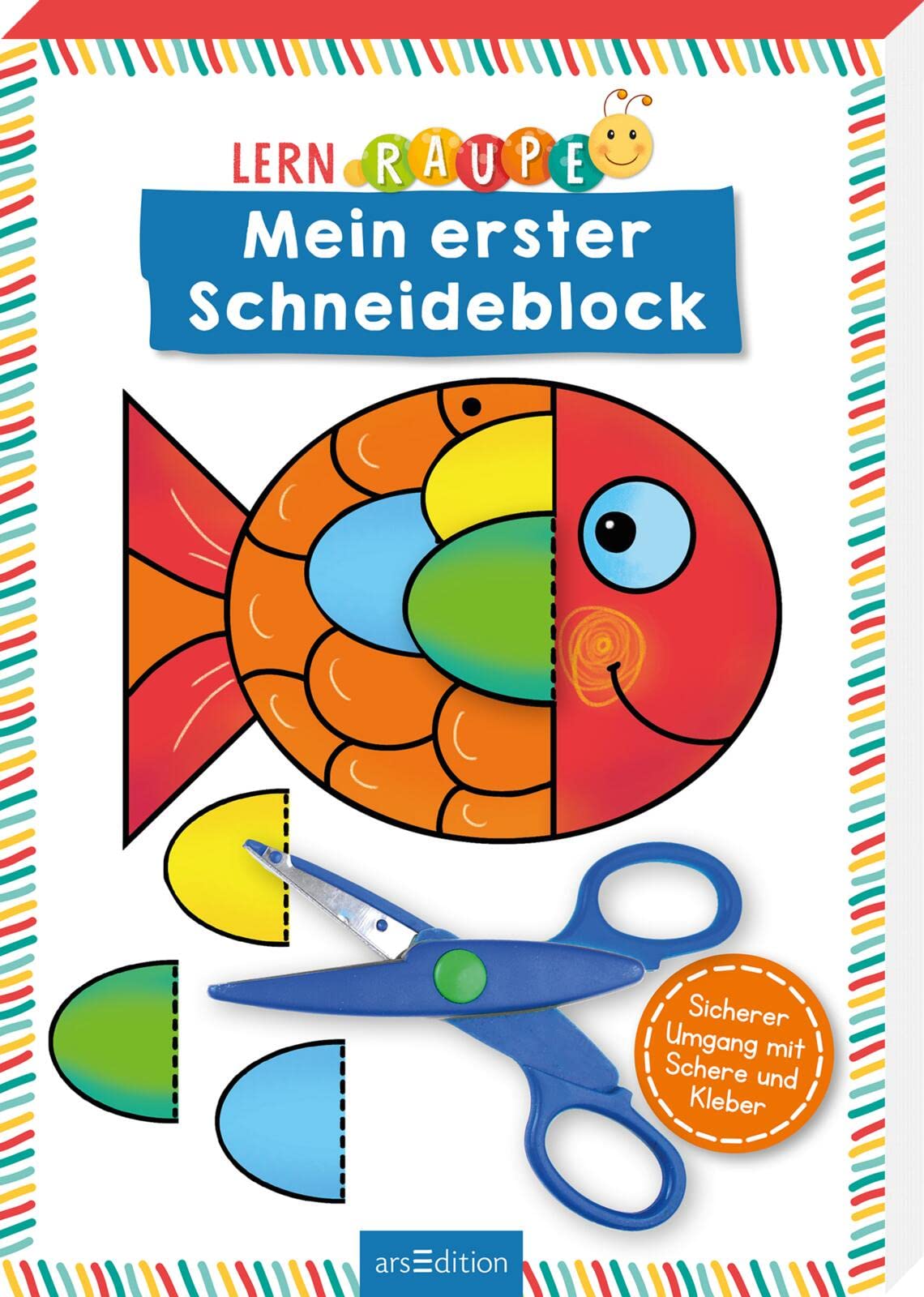 Lernraupe – Mein erster Schneideblock: Sicherer Umgang mit Schere und Kleber | Übungen zur Feinmotorik ab 3 Jahren Tiptoi & Games