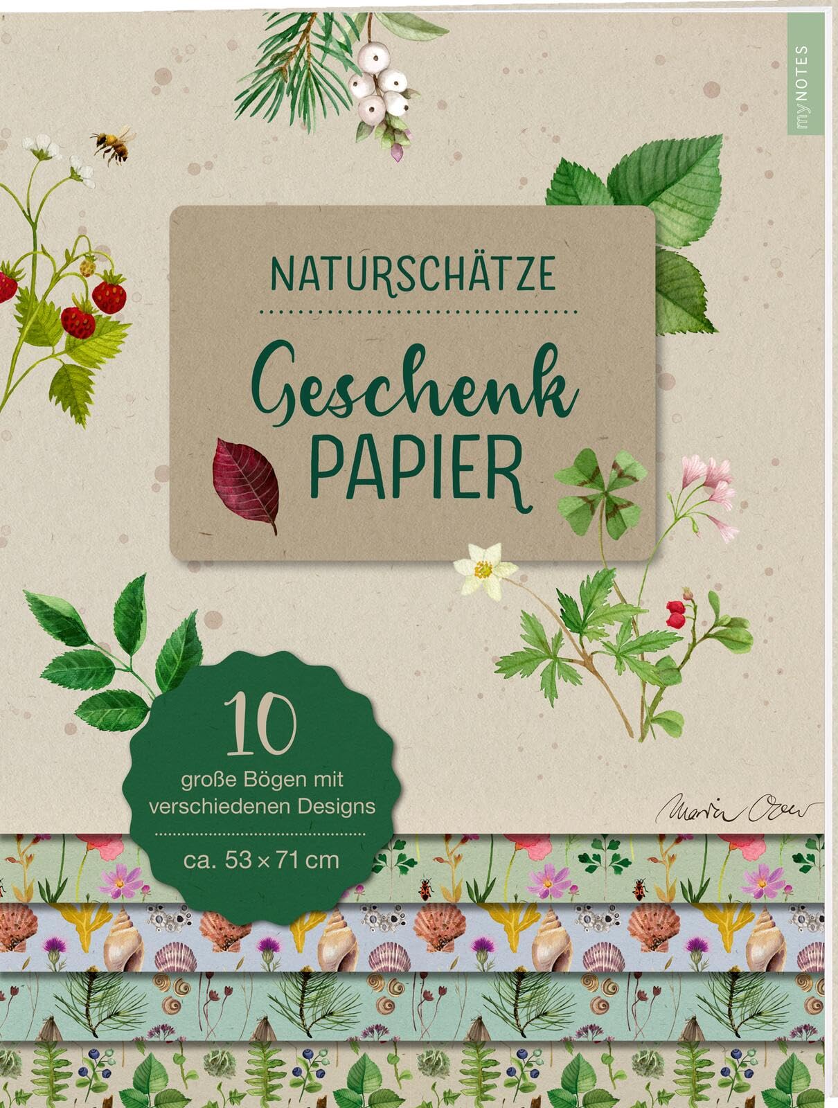 myNOTES Papeterie: Geschenkpapier Naturschätze: Geschenkpapier-Buch mit Schätzen aus der Natur, 10 Papiere, ganzjährig verwendbar Books
