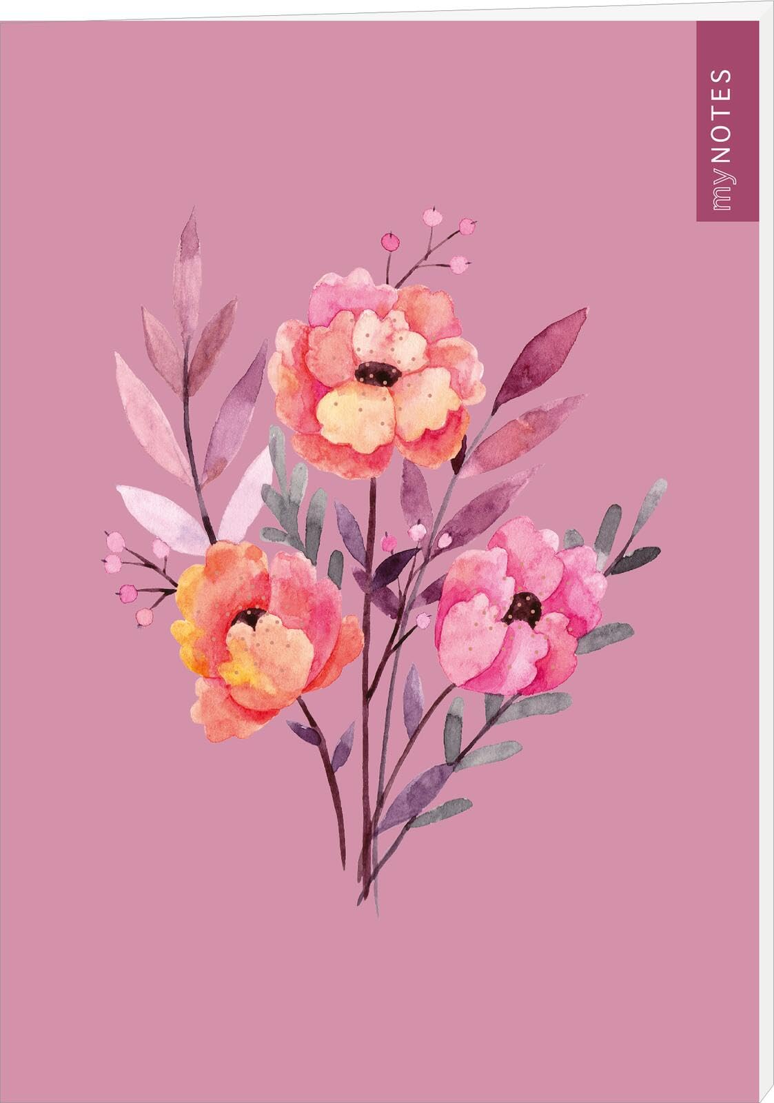myNOTES Papeterie: Notizheft Blumenträume: Bouquet | Heft liniert A5, florales Design, für Notizen und gute Ideen unterwegs General education