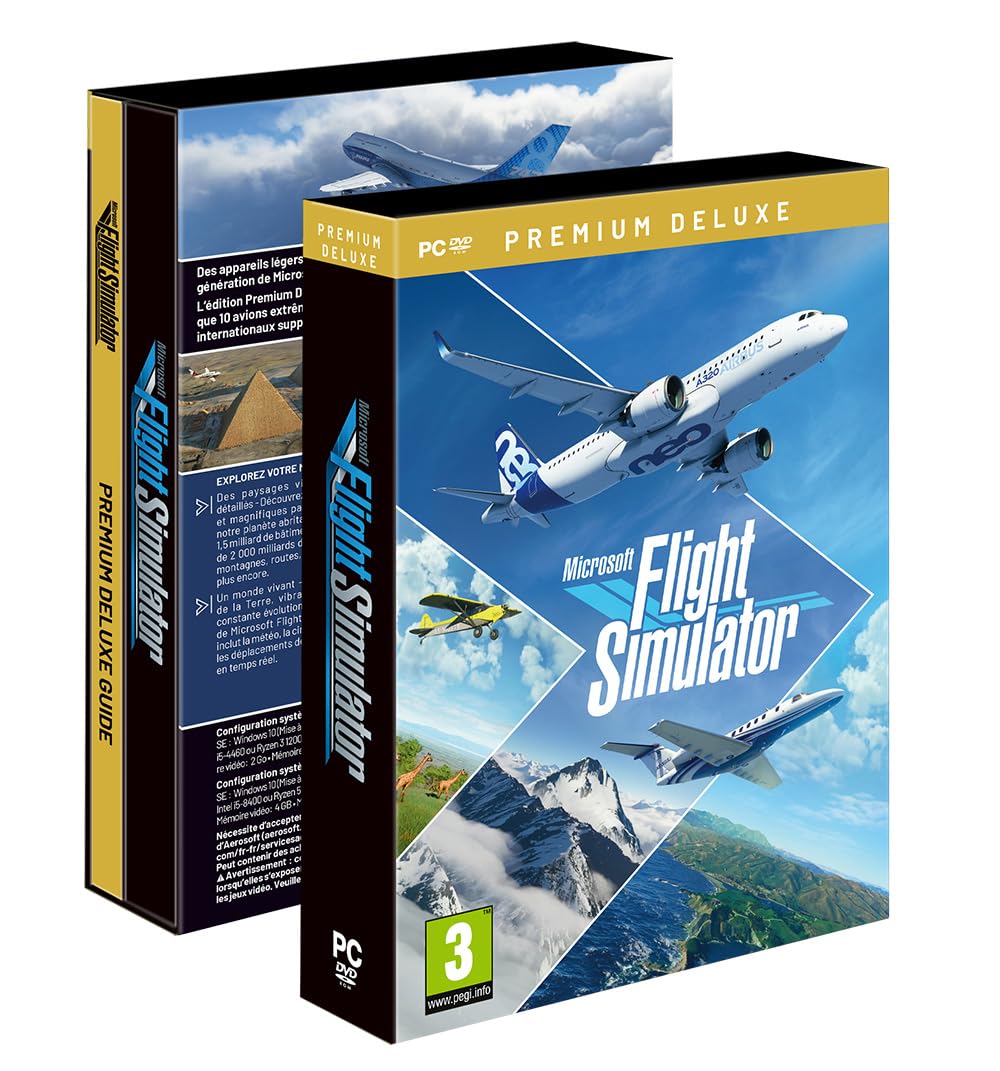 Microsoft Flight Simulator 2020 Premium Deluxe Edition – Französische Box (FR) – Mehrsprachig – MSFS 2020 - Realistischer Flugsimulator – 10 Zusatzflugzeuge & 10 Flughäfen Games