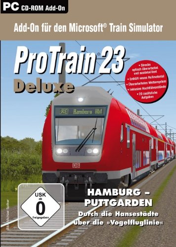 ProTrain 23 Deluxe, DVD-ROM: Hamburg-Puttgarden. Durch die Hansestädte über die "Vogelfluglinie". Add-On für den Microsoft Train Simulator. Für Windows PC
