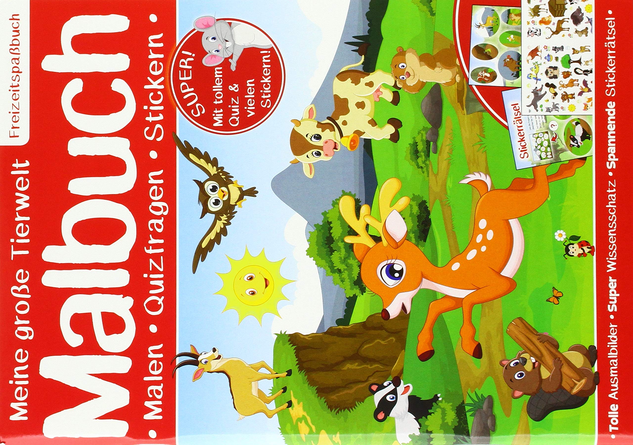 Meine große Tierwelt Malbuch: Malen, Quizfragen, Stickern Tiptoi & Games