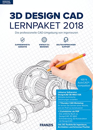 FRANZIS 3D DesignCAD Lernpaket 2018: Die professionelle CAD-Umgebung von Ingenieruen|2018|Für bis zu 3 Geräte|unbefristet nutzbar|Für Windows 10/8.1/8/7 PCs|Disc|Disc Web & Graphic Design