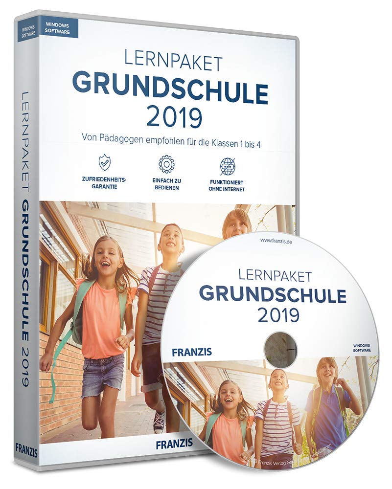 FRANZIS Lernpaket Grundschule 2019|2019|Für die Klassen 1 bis 4|Ohne Abo|E-Learning Windows Software für Kinder|Disc|Disc Hobbies & Leisure