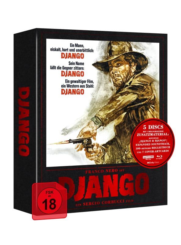 Django - 4K UHD Ultimate 7 Postermotiv-Artcards Edition + 3 Blu-ray + Soundtrack CD + 100 seitigem Buch - Uncut Films