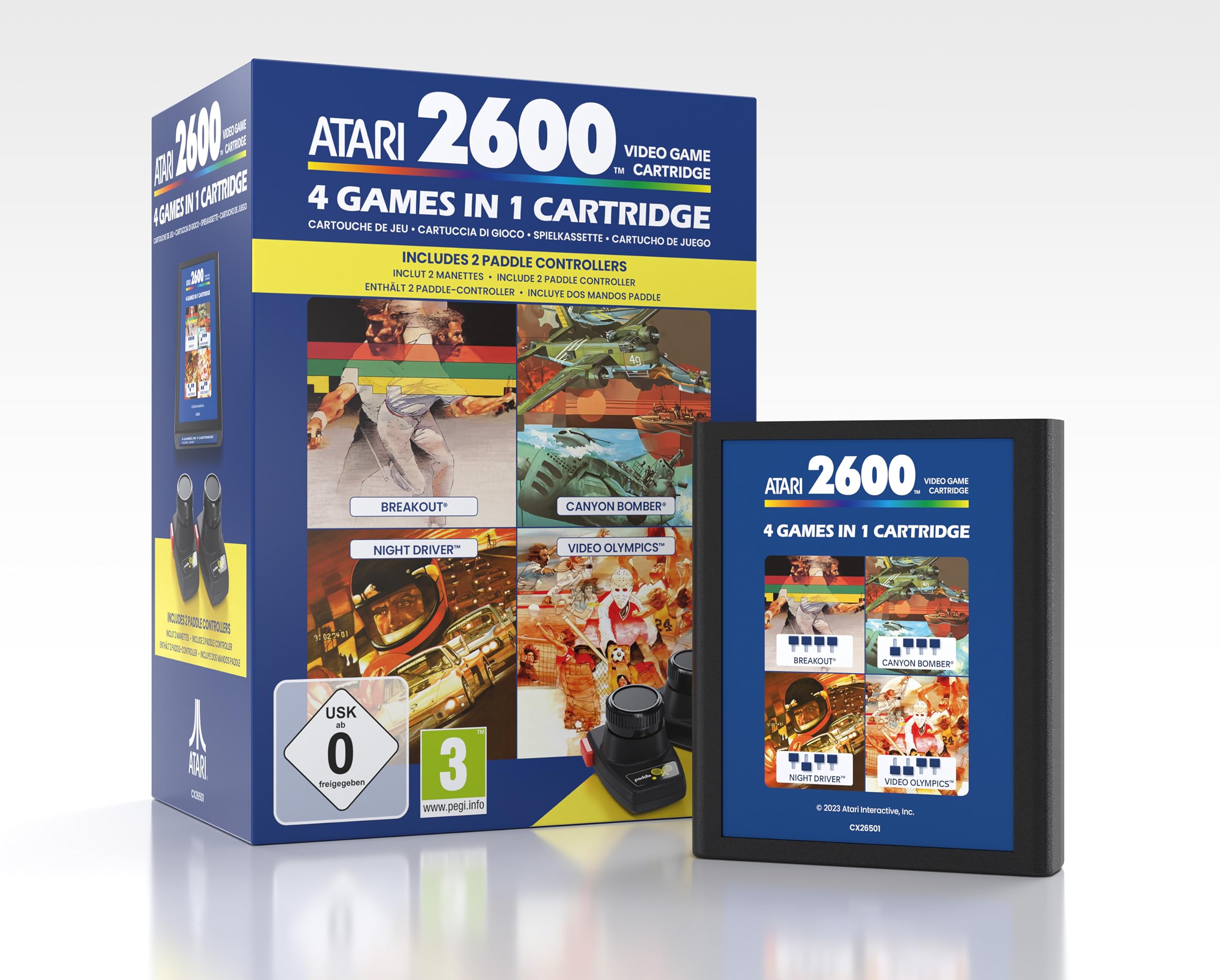 4 in 1 Game Cartridge and Paddle Pack (Atari 2600+ Cartridge) Games