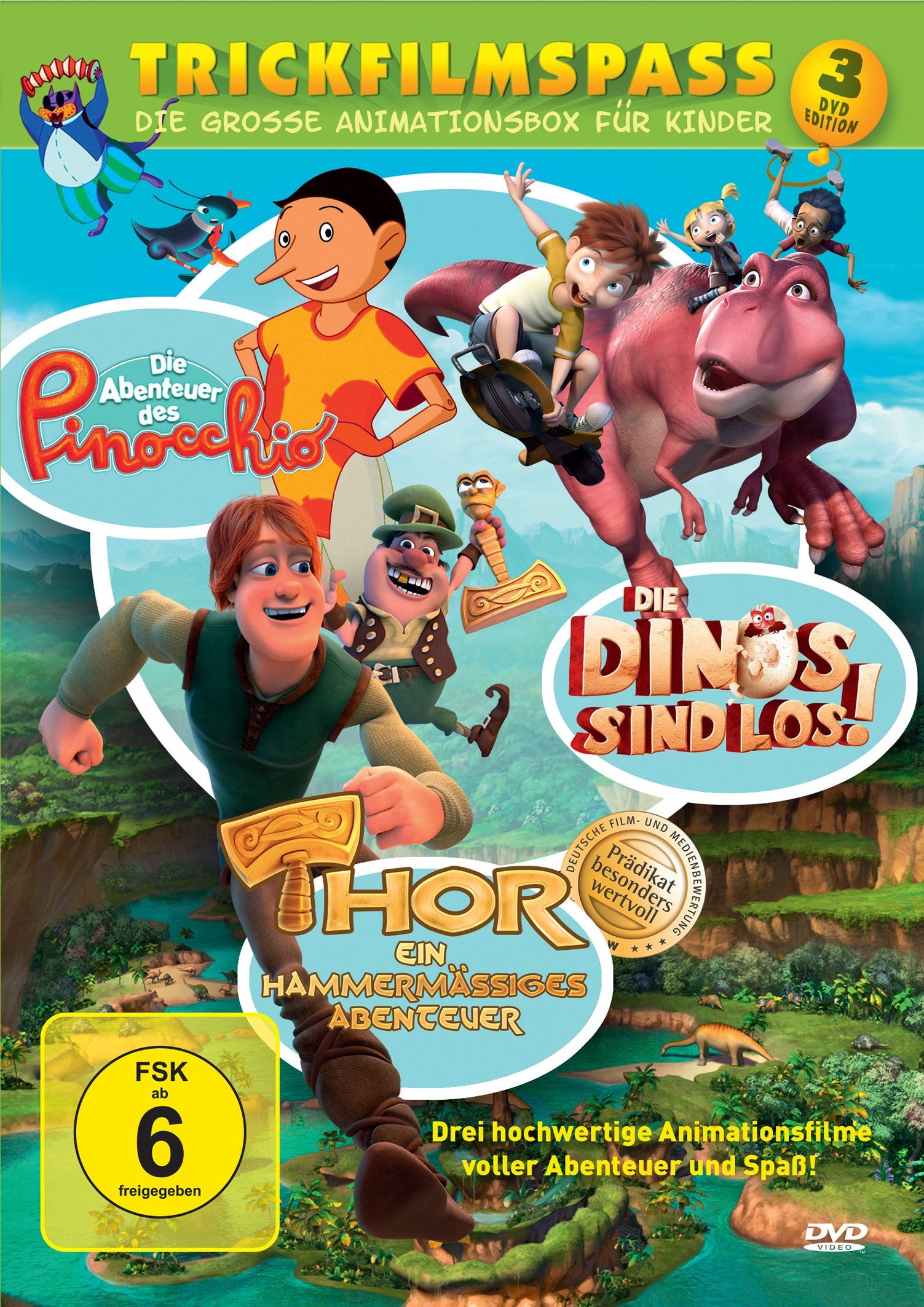 Trickfilmspaß - Die große Animationsbox für Kinder : Pinocchio - Thor - Die Dinos sind los Movies