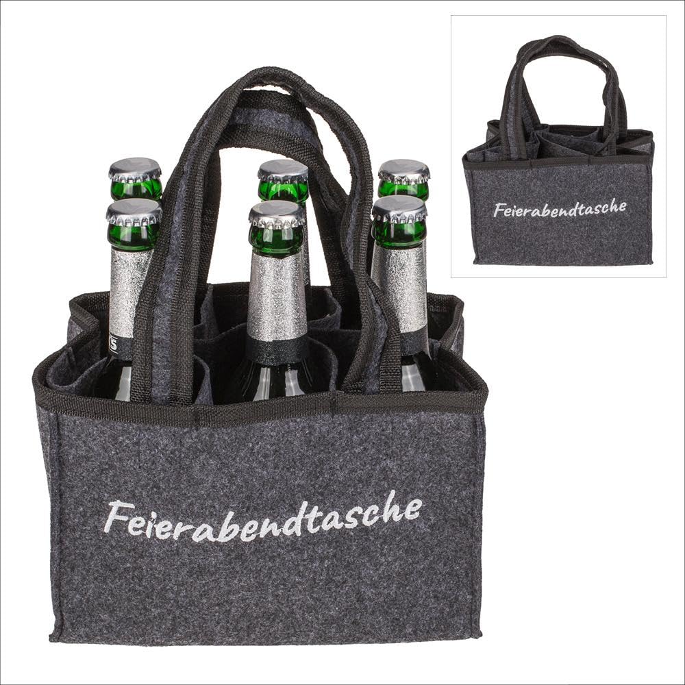 Bier- und Flaschentasche aus Filz mit 6 Fächern, Feierabendtasche Psychology