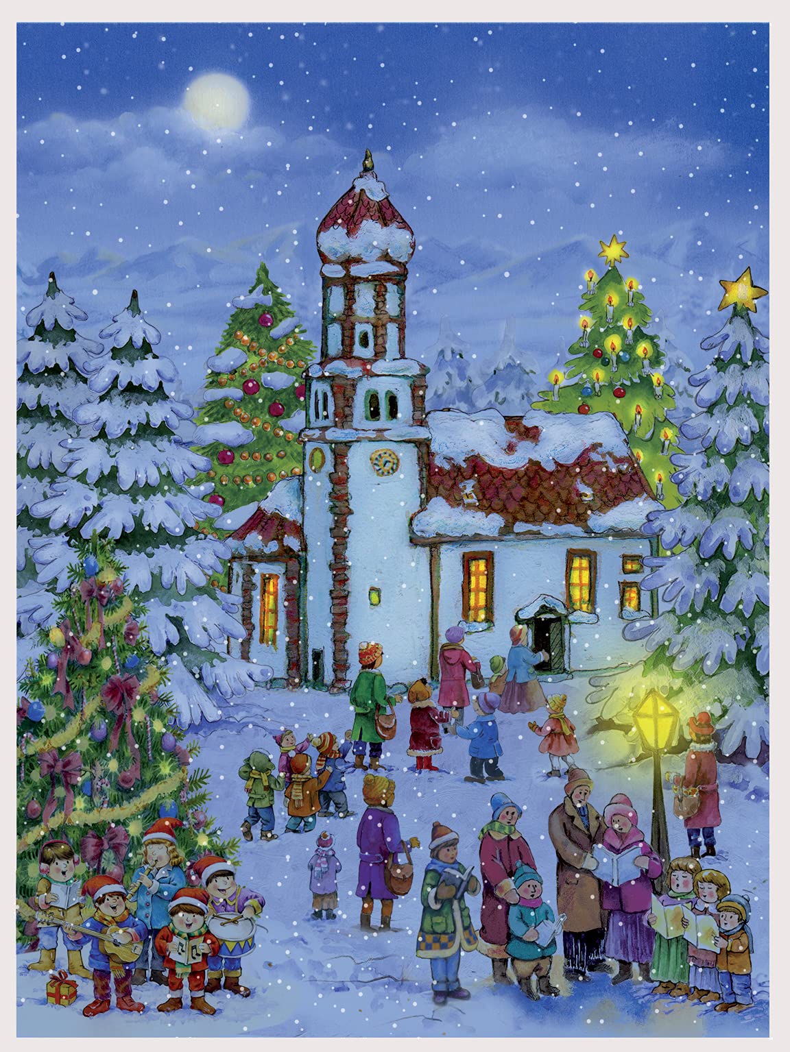 Richard Sellmer Verlag Papier Adventskalender für Erwachsene und Kinder mit Glitzer und Bildern Weihnachtskapelle Calendars