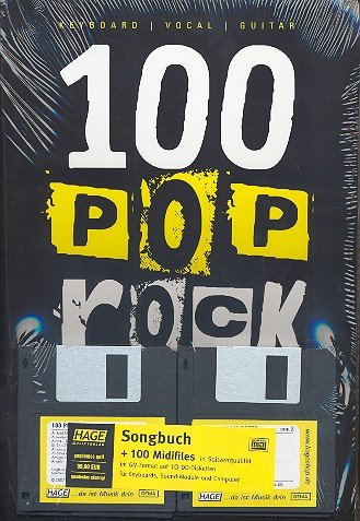 100 Pop Rock Songs (+5 CD's + Midifiles): Songbook keyboard/vocal/guitar cd