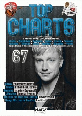 Top Charts 67 + CD mit Imagine Dragons, Pitbull Kesha, Pharrell Williams Happy, Sunrise Avenue Lifesaver, Revolverheld, Bastille Sheet Music