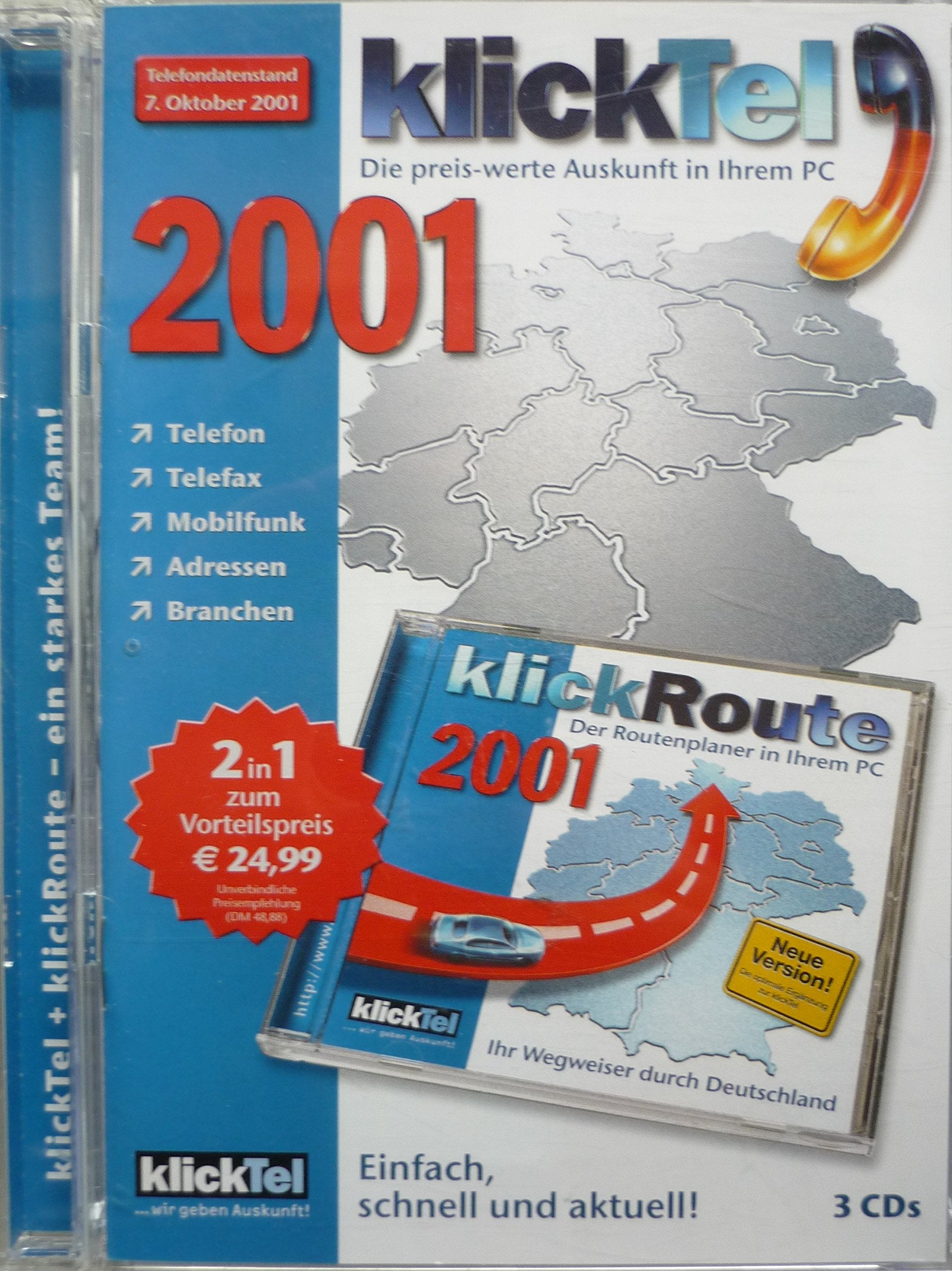 klickTel 2001/klickRoute 2001 Telefondatenstand 7. Oktober 2001 Other software