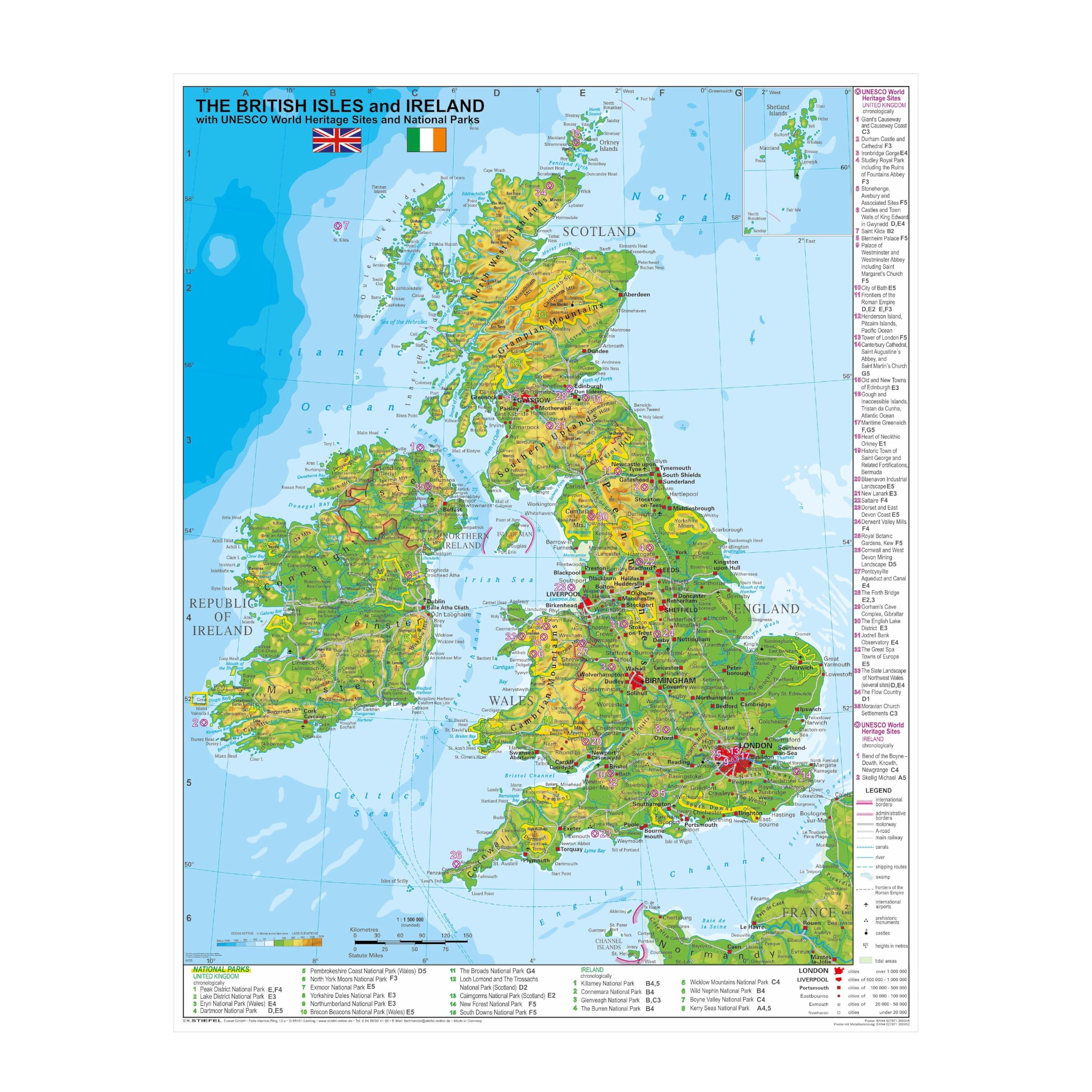 The British Isles and Ireland with UNESCO World Heritage Sites and National Parks (engl.) Leisure, Home & Garden