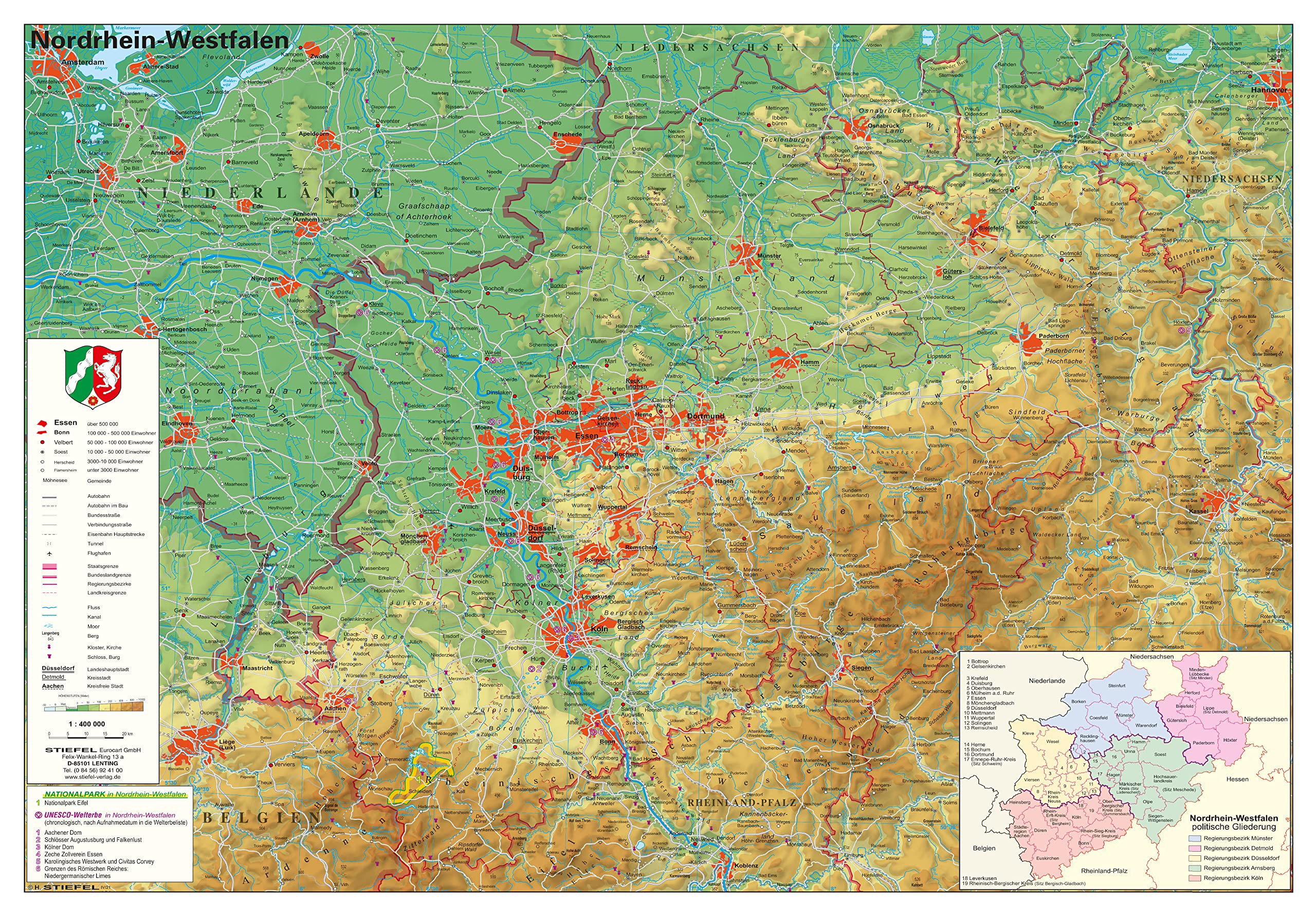 Nordrhein-Westfalen physisch Papierposter NEUE AUFLAGE Leisure, Home & Garden