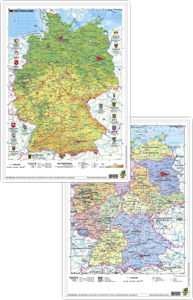 Deutschland physisch/politisch - DUO-Schreibunterlage klein Leisure, Home & Garden