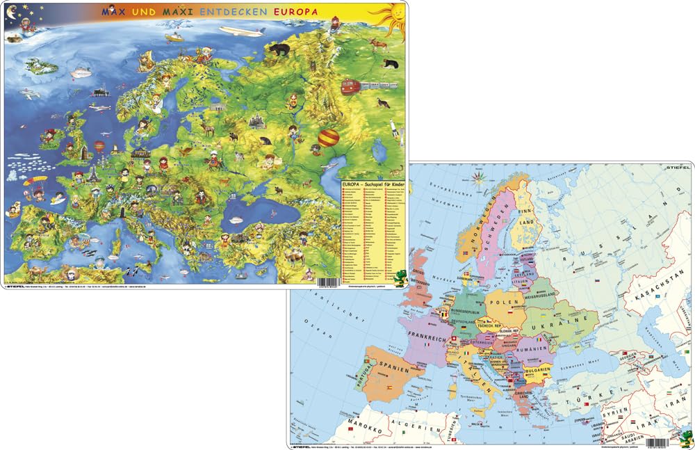 Kindereuropakarte physisch politisch DUO Schreibunterlage klein Max und Maxi entdecken Europa NEUE AUFLAGE book