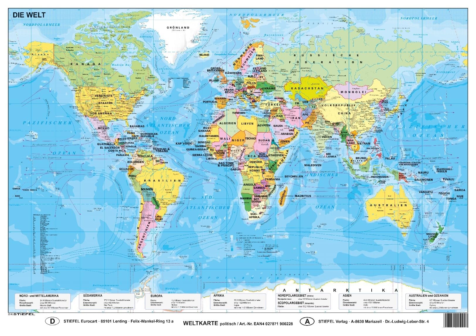 Die Welt politisch Wandkarte Poster Leisure, Home & Garden