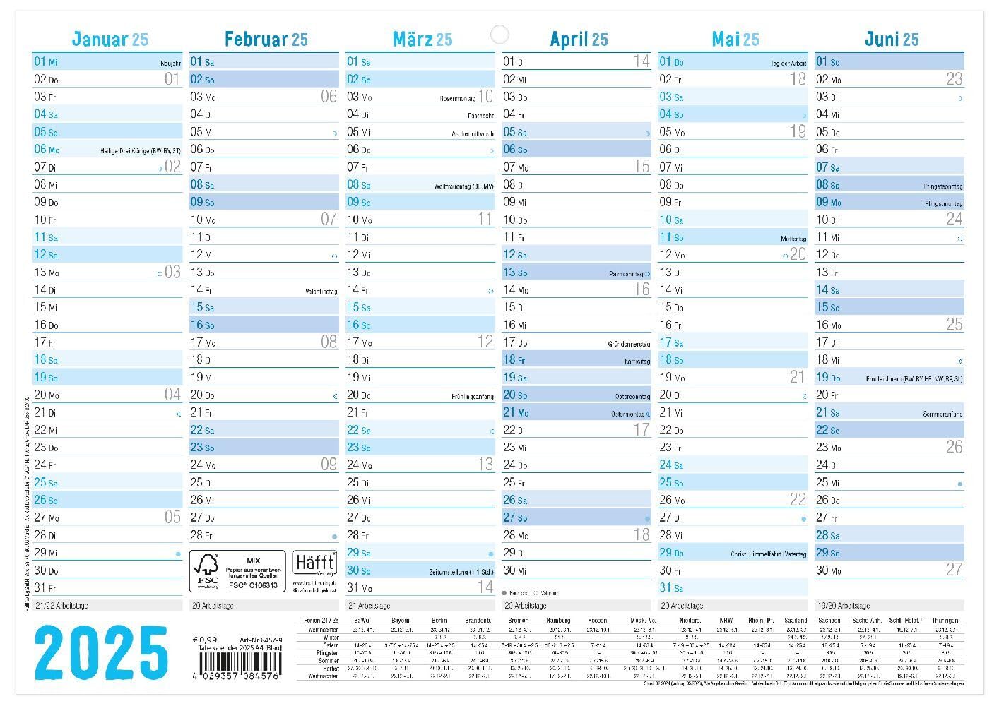 Tafelkalender 2025 A4 Lifestyle Books