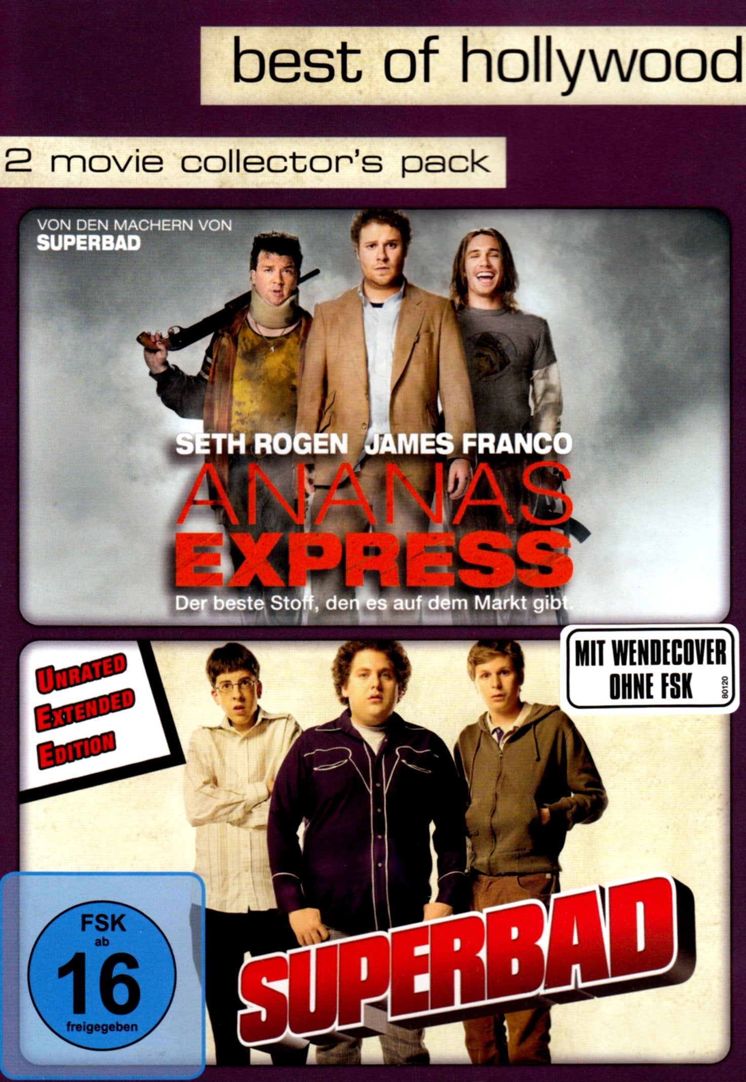 Ananas Express / Superbad, 2 DVDs: Mit Wendecover ohne FSK Films