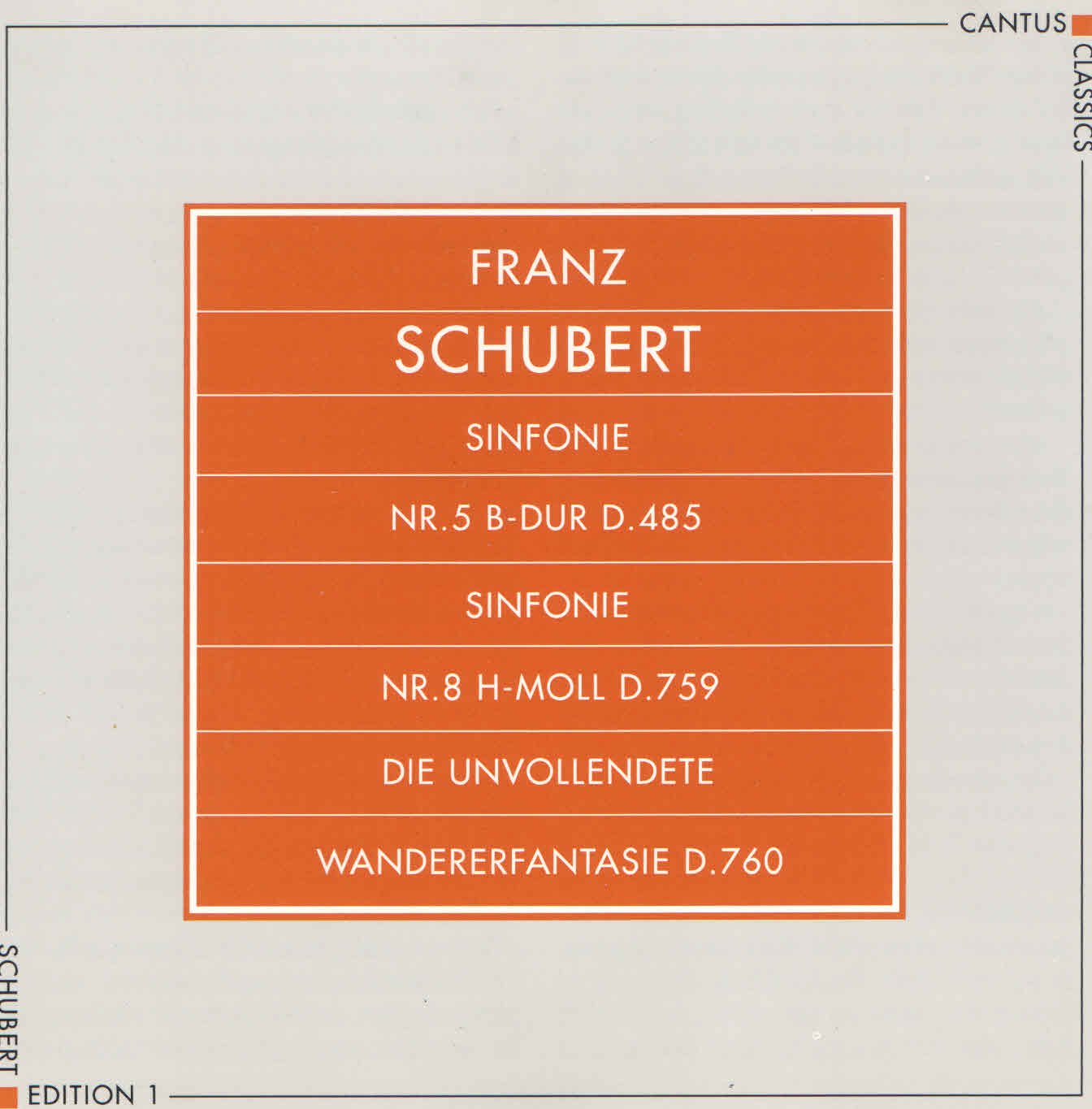 Franz Schubert - Sinfonie Nr 5 B-Dur D.485 - Sinfonie Nr 8 H-Moll D.759 - Die Unvollendete Wanderfantasie D.760- Music