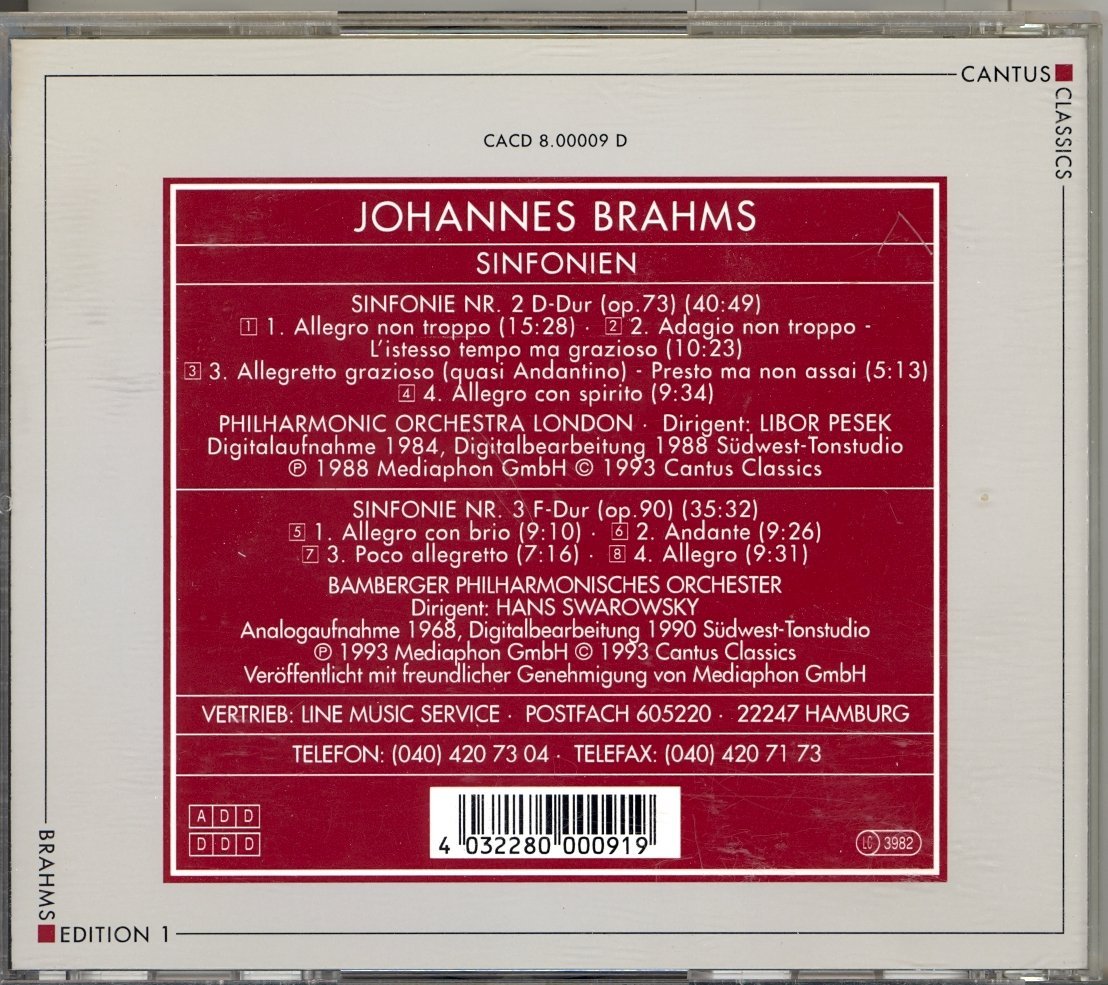 Brahms: Sinfonien Nr.2 und Nr.3 - H.Swarowsky 1968 Music