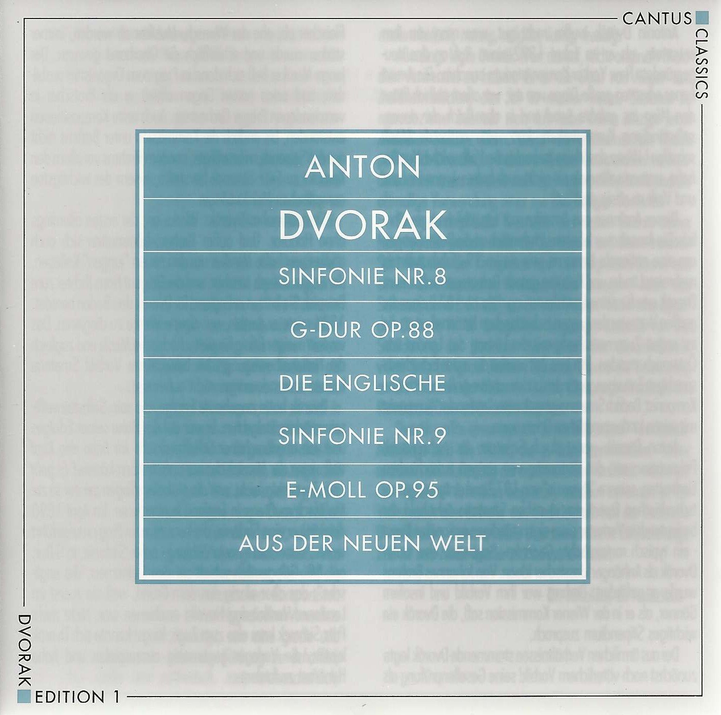 Dvorak Edition: Sinfonien 8 und 9 (Aus der neuen Welt) Music