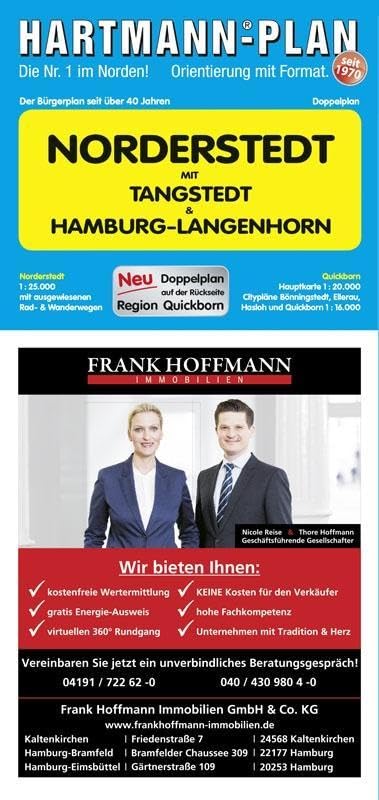 HARTMANN-PLAN Norderstedt mit Tangstedt und Hamburg-Langenhorn, 1:25.000, Stadtplan Leisure, Home & Garden