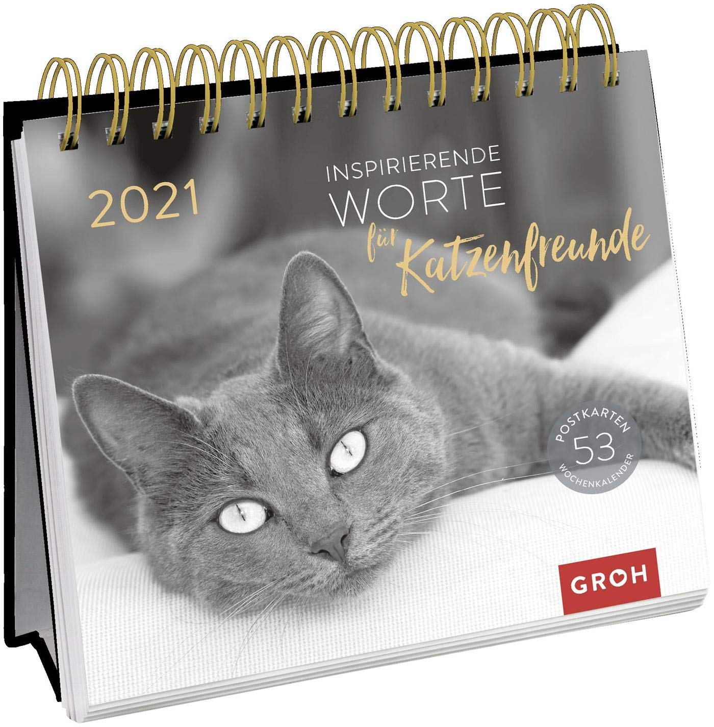 Inspirierende Worte für Katzenfreunde 2021: Postkarten-Kalender mit Wochenkalendarium zum Aufstellen Living & Furnishing