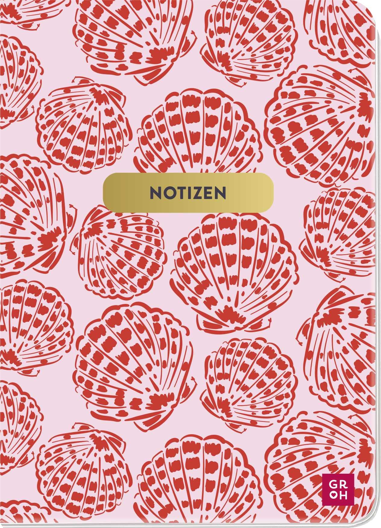 Notizheft Ozean Muscheln: Notizbuch, DIN A6, 48 Seiten, Punkteraster, flexibler Einband. Mit edlem Gold- und Strukturfinish (Geschenke für alle, die das Meer lieben) Lifestyle