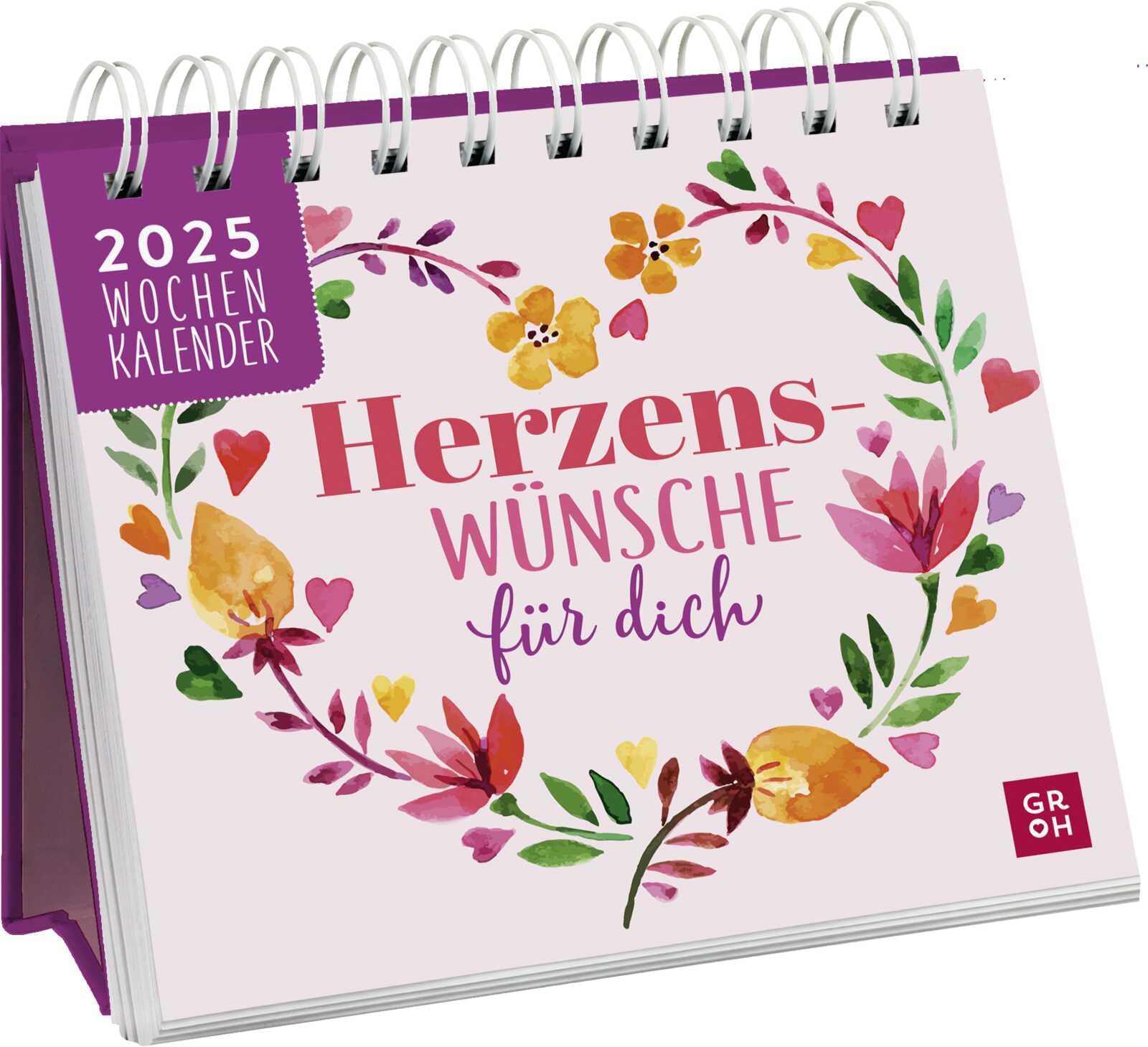 Mini-Wochenkalender 2025: Herzenswünsche für dich: Tischkalender mit lieben Wünschen zum Aufstellen und mit Wochenkalendarium | Geschenk für liebe (Herzens)menschen Calendars