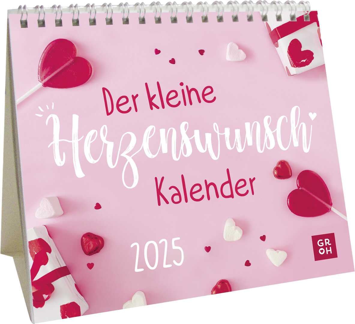 Mini-Kalender 2025: Der kleine Herzenswunschkalender: Kleiner Tischkalender mit Herzenswünsche Sprüchen | Mit Monatskalendarium | Schönes Geschenk für Mama Calendars