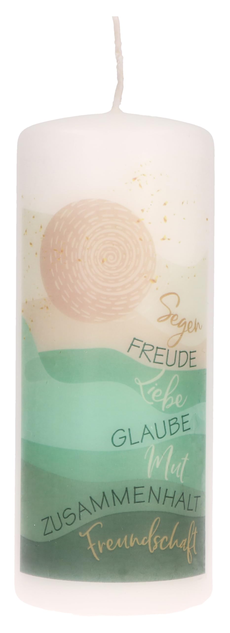 Butzon & Bercker Stumpenkerze „Segen“ – bunte Motivkerze Ø 6 cm × 15 cm mit Worten: Segen, Freude, Liebe, Glauben, Mut, Zusammenhalt, Freundschaft – 45 h Brenndauer Film, Art & Culture